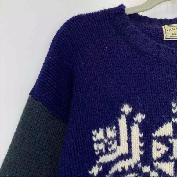 Vintage American Eagle Outfitters Wool Knit Sweater ColorBlock Snowflake Sz L - Picture 2 of 8